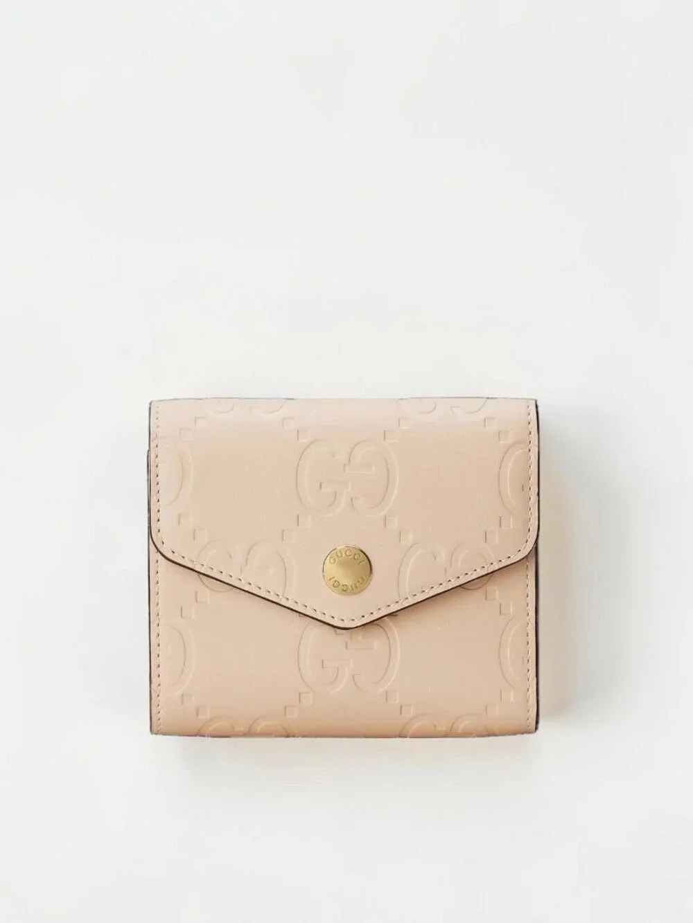 $850 Authentic Gucci Beige Gilbert GG Monogram Leather Trifold Wallet